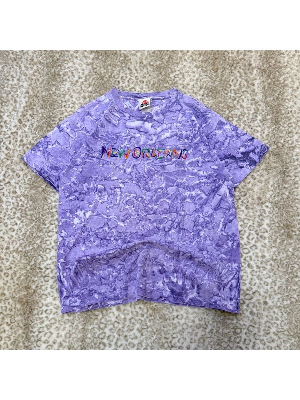 Vintage 90s‎ New Orleans Tie Dye Shirt Purple Embroidered Mens Small/Medium Vibe